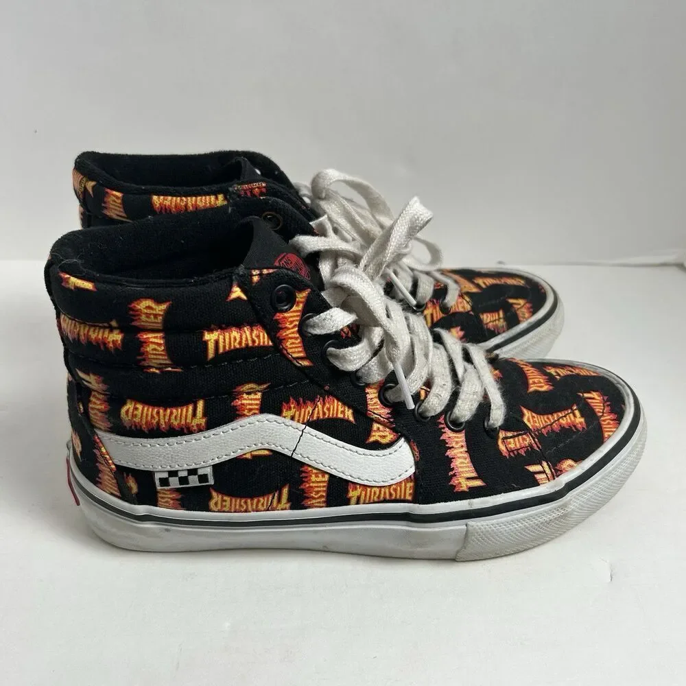 Vans X Thrasher Old Skool SK8-Hi Canvas Black Skateboarding Mens Shoes Sneaker - Picture 3 of 10